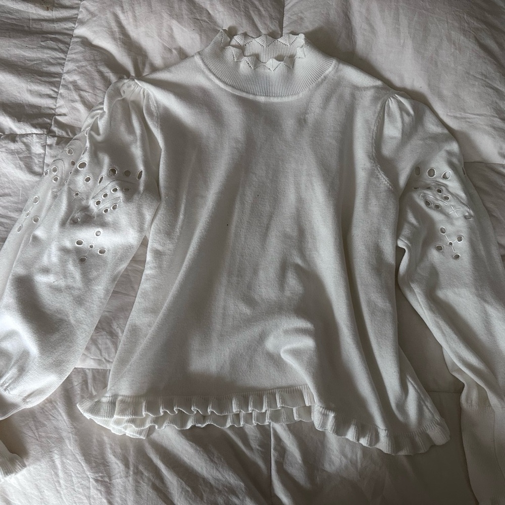Elegant White Eyelet Women's Top